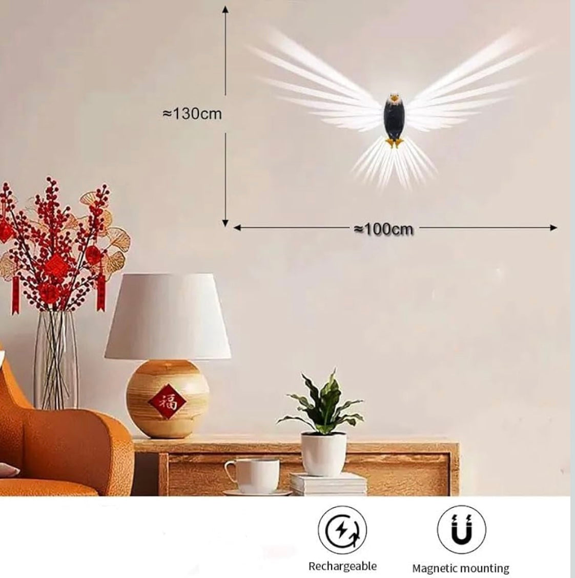Eagle Wall Light, American Animal Bird Wall Night Light, Magnetic Lamp